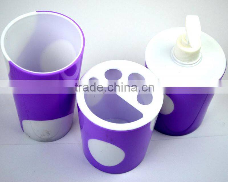 Double color Plastic 3pcs bathroom accessories set