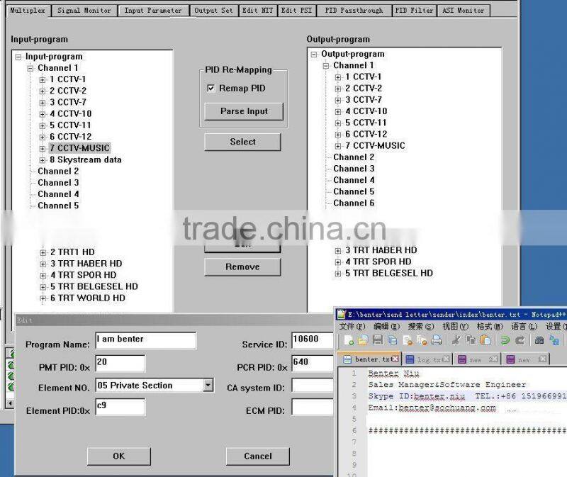 DVB-S DVB-S2 to asi 7in1 receiver (6*DVB-S DVB-S2+ASI IN,ASI out)