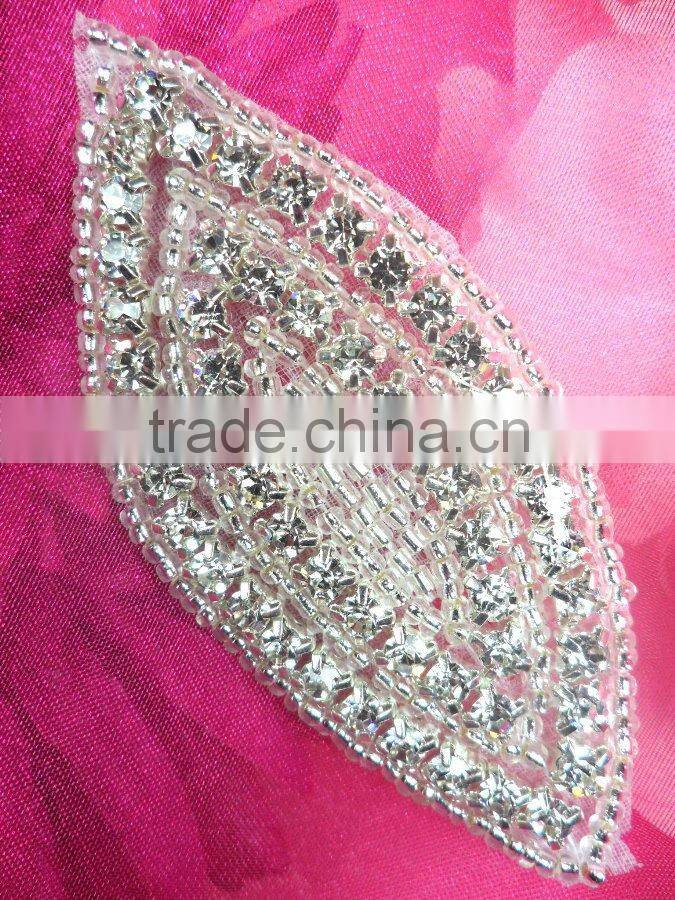 Bridal beaded rhinestone appliques to sew for wedding dresses and iron on rhinestones appliques wholesale