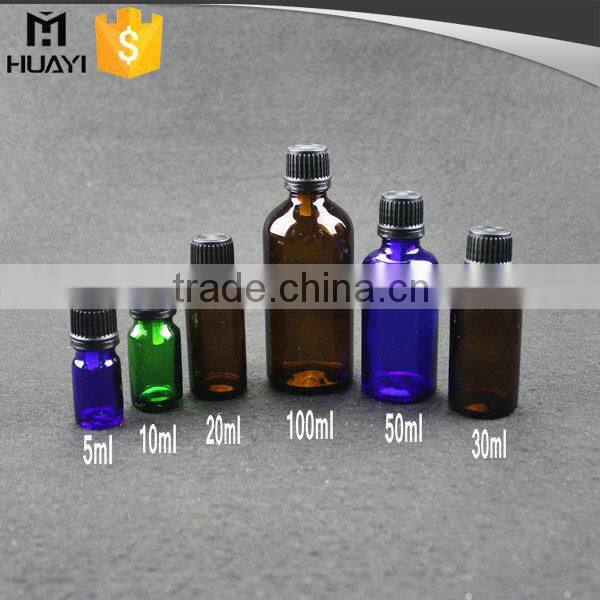5ml 10ml 15ml 20ml 30ml 50ml 100ml child proof dropper plastic aluminium cap amber essential oil glass bottle