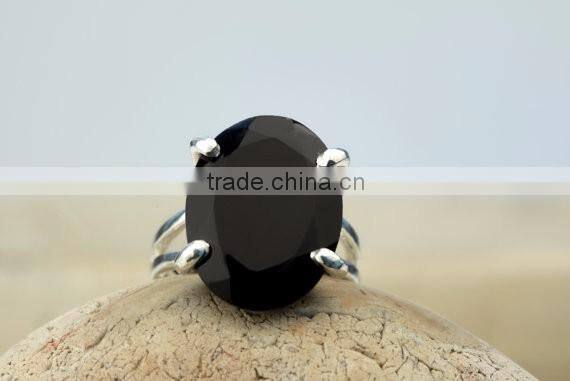 Black Onyx cabochon Gemstone Ring