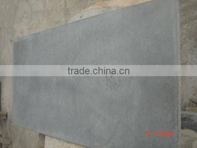 Black basalt steps with non-slip grooves