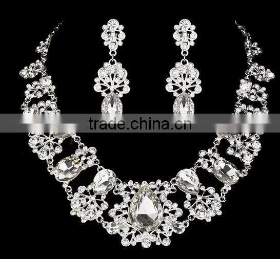 Fashion High Quality Luxury Bridal Necklace Earrings Tiara Wedding Jewelry Set