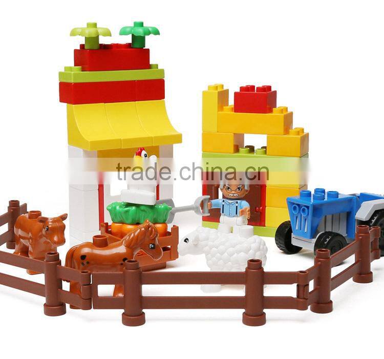 High Quality Blocks ! 44PCS Happy Farm Plastic Educational Building Bricks Blocks Toys