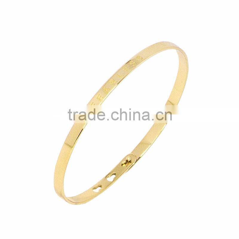 Memories Bangles with Customize Design Word 'FEARLESS' with 4mm/7mm Width