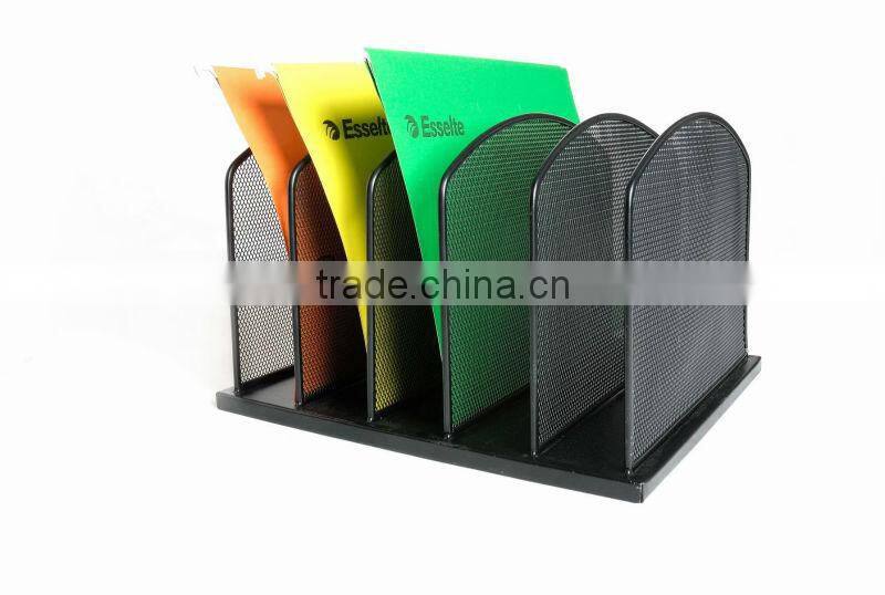 black metal mesh office desktop file organizer