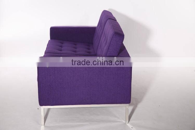 Two seat color wool fabric living room furniture deep purple sofa sale