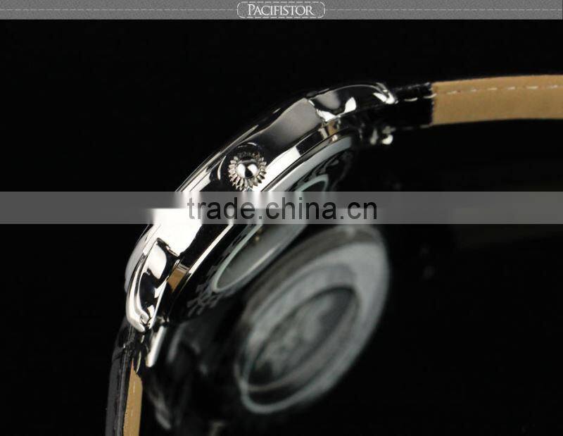 INFANTRY Men's Luxury Mechanical Silver Case Leather Deluxe Watch