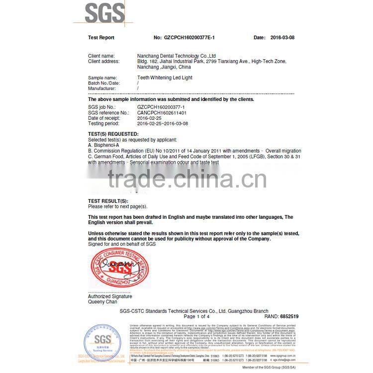 Teeth whitening blue LED light with USB interface