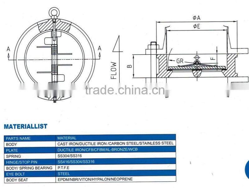 Cast iron double plate flap check valve