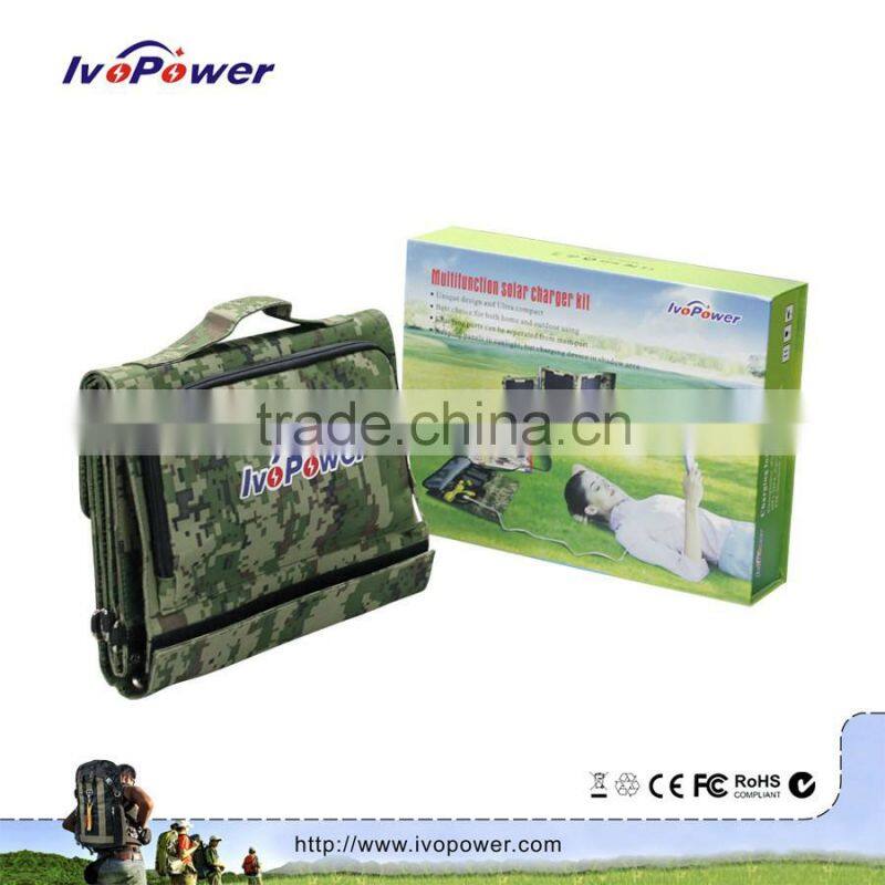 14W Portable Folding Solar Charger With Extension Code For Laptop