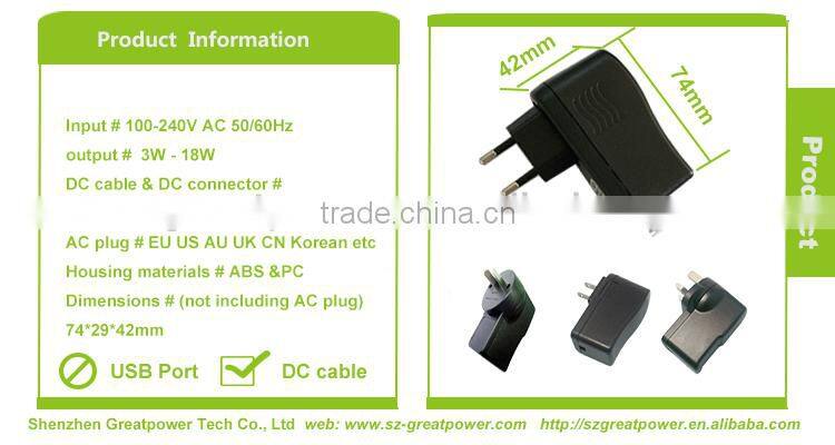 Shenzhen Greatpower 110v-220vac to 14.4v ac dc adapter charger