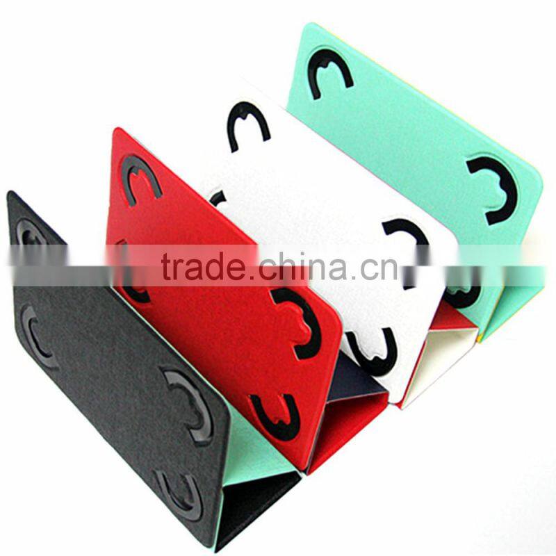 Two side silicone leather three folder rotating stand leather case for tablet pc