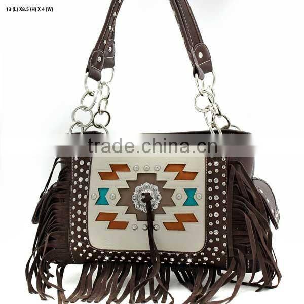 BLACK RHINESTONE CONCEALED CARRY WEAPON HANDBAG FAITH HOPE LOVE WESTERN PURSES WITH TASSEL