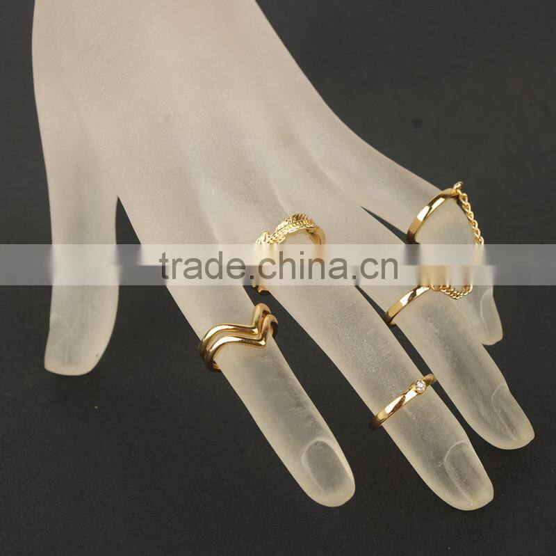 Hotsale New Design Ladies Gold Four Finger Ring