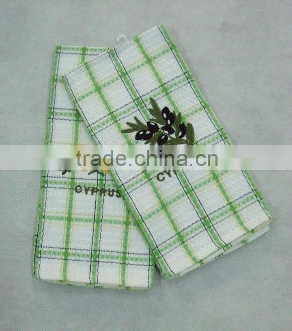 2013 new design embroidery waffle weave kitchen towels waffle tea towels