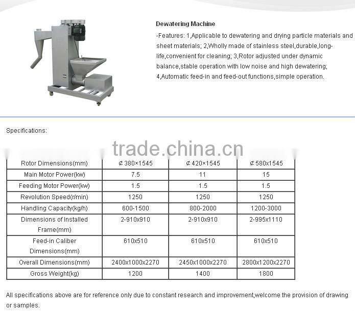 plastic drier 1000kg/h of dewatering machine UK sales