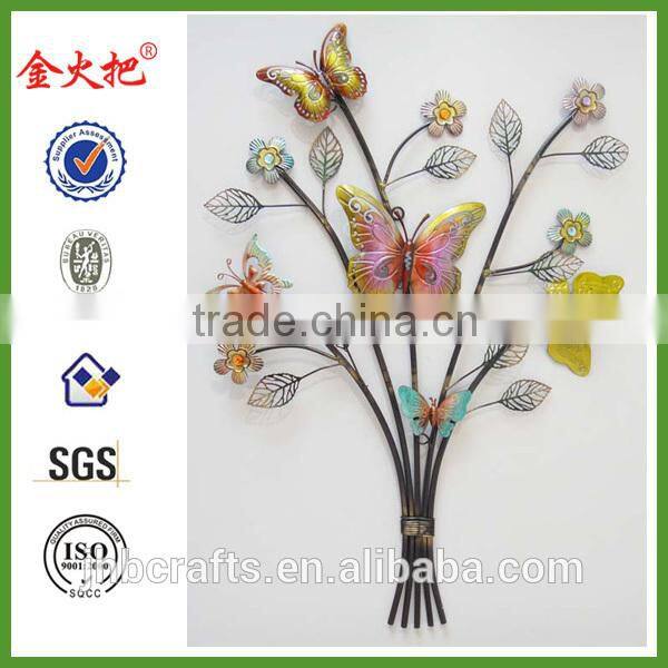 Wholesale colorful Metal bird stake with deco garden for sale