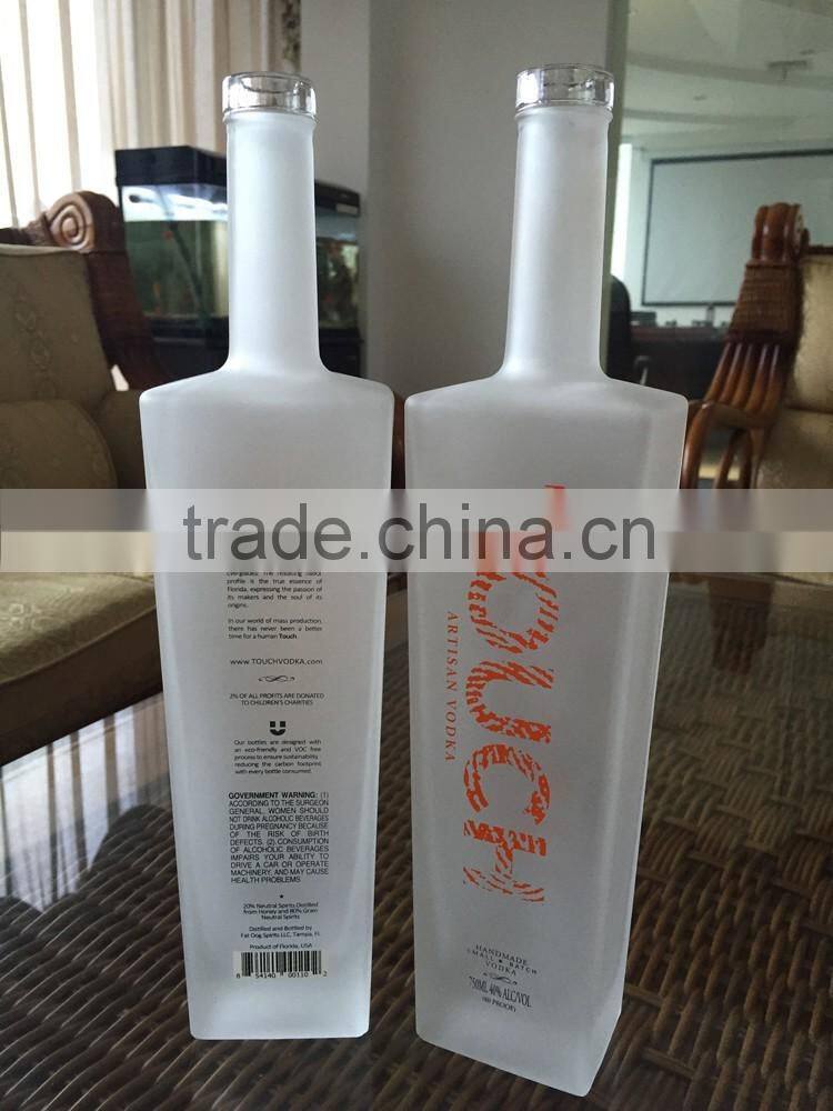 High quality logo decal frosted vodka glass bottles wholesale