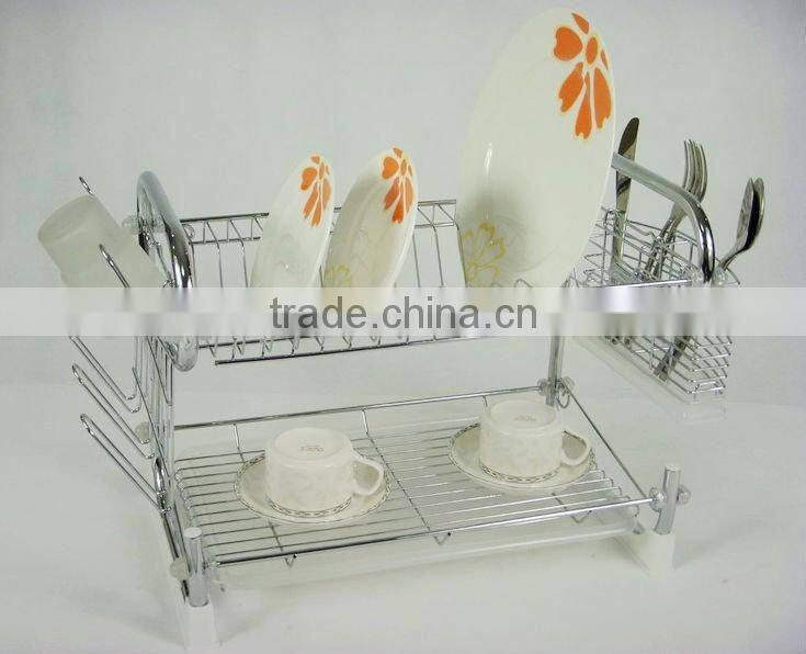 2 tier dish rack with 9 shape and two trays
