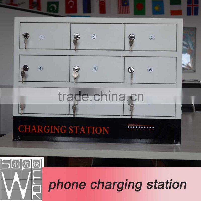 9 compartment steel locker charging cart