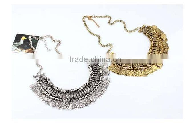 Hot choker coin necklace fashion jewelry 2015