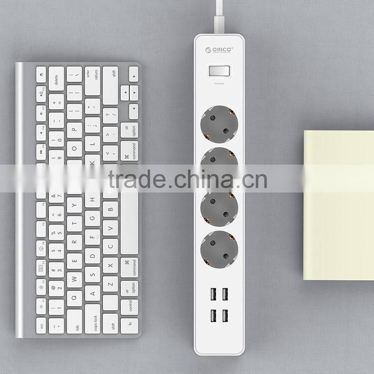 ORICO overload Over voltage Over current Short circuit protected 4 gang 4 USB extension socket usb eu with surge protector