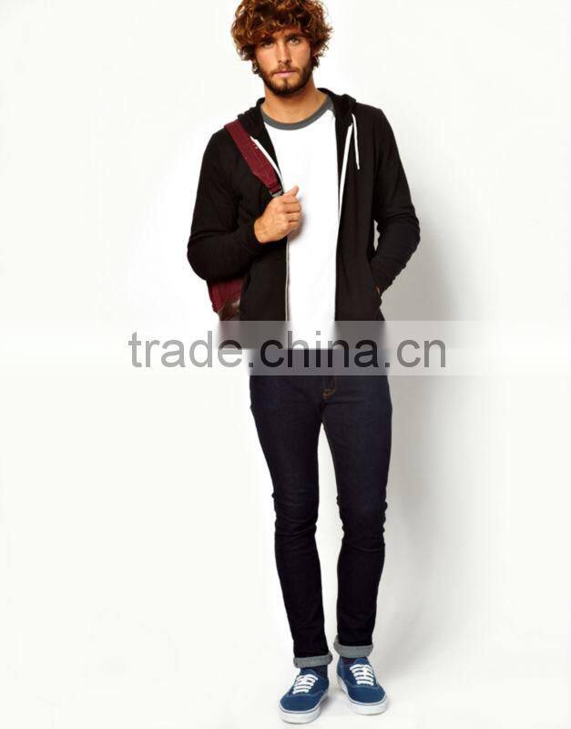 High quality manufacture plain black man hoody