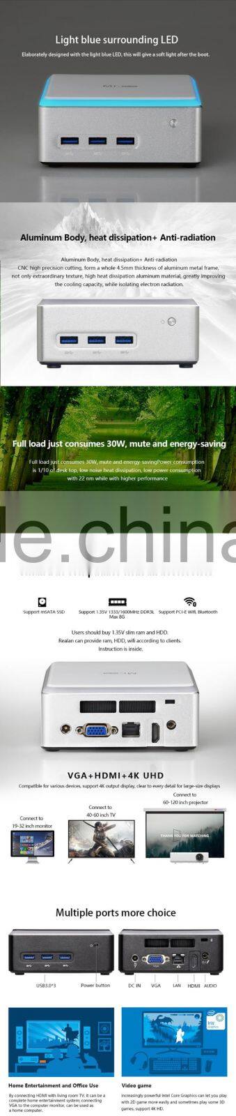 Support WiFi V3 Case Realan Mr.NUC-i7D4500-V3U mini PC Core i7 NUC