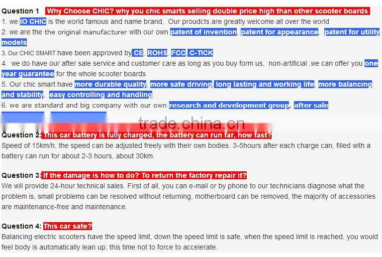 chic fairy stand up electric scooter/easy handling electric scooter self balancing/electric stand up scooter with handle bar