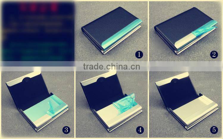 2015 new product leather magnetic metro card case for business