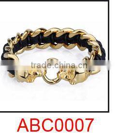 Handmade Mens white leather wrap straps bracelet