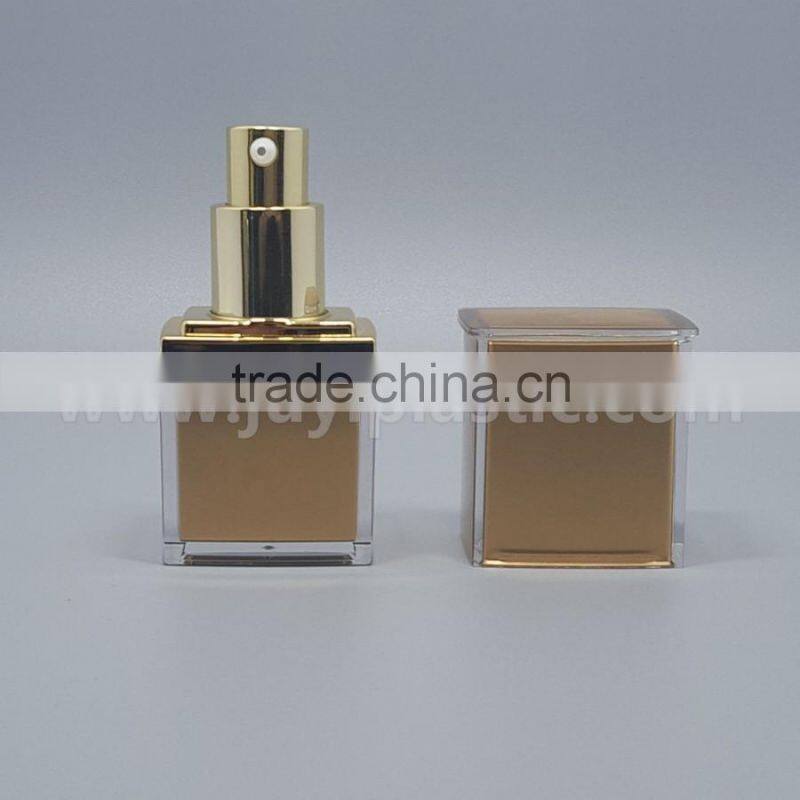 15ml 30ml 50ml square cosmetic lotion pump acrylic bottle, plastic cosmetic lotion pump acrylic bottle with high quality