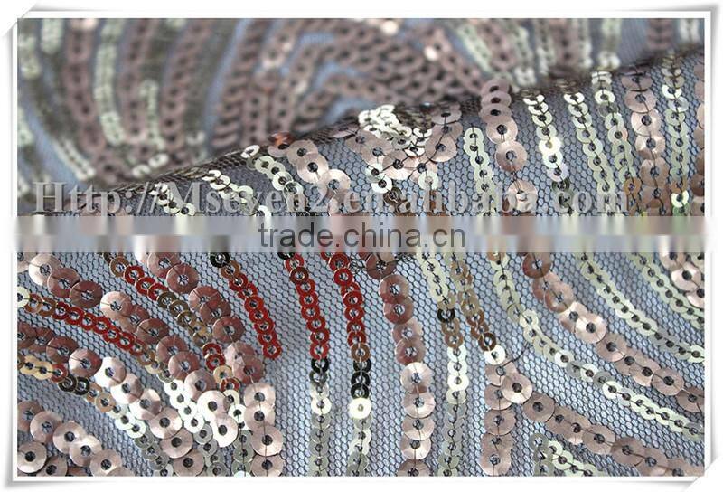 Antique gold Fancy Pretty glitter sequins embroidery sequin fabric for dress