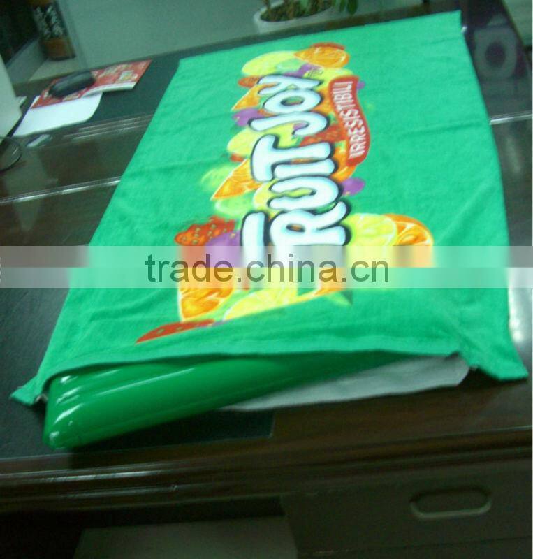 velour printed beach towel with pillow