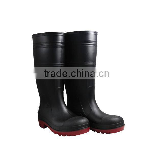 Working Boots With Steel Toe ,PVC Black Work Boots,Security Mining Boots
