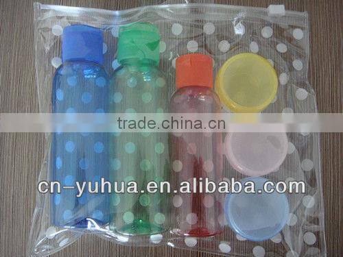 High quality 5 pcs plastic travel bottles set/fine mist sprayer