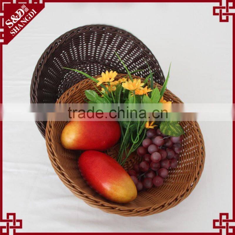 Multi-functional housewares round shape white plastic rattan bread basket