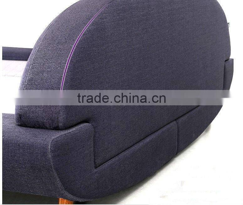 Exquisite Linen Fabric Sofa Bed,Asian Simple Fashion Style Double Bed Solid Wood Feet,Morden Bedroom Sets Furniture