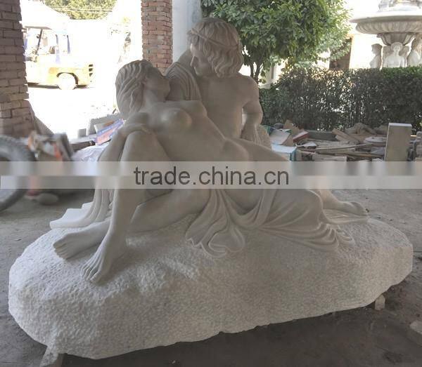 Famous White Marble Lying Nude Man and Woman Statue