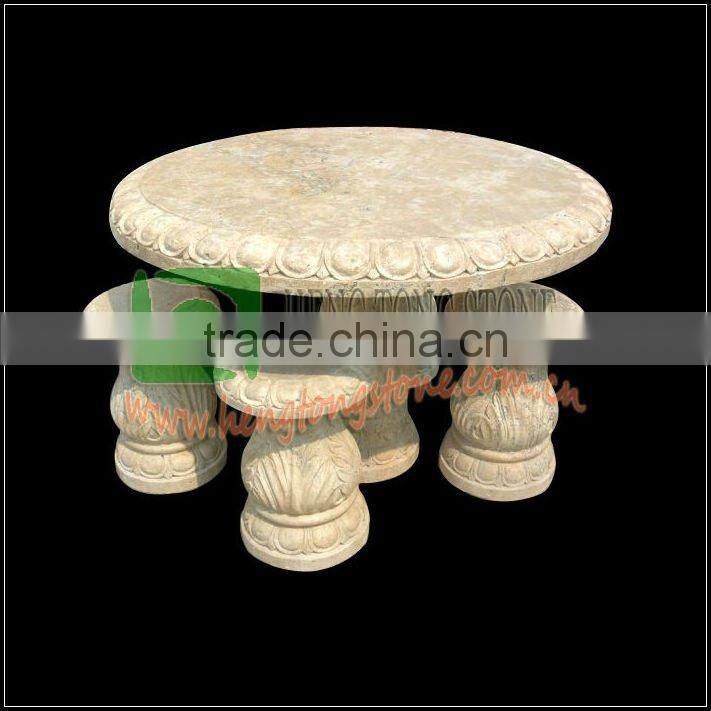 Round Grey Marble Table and chairs