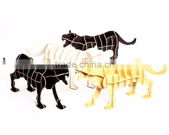 puzzle wood craft leopard table book shelves creative animal furniture