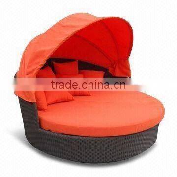 rattan sun bed with foldable tent enjoy garden round sunshine sofa bed