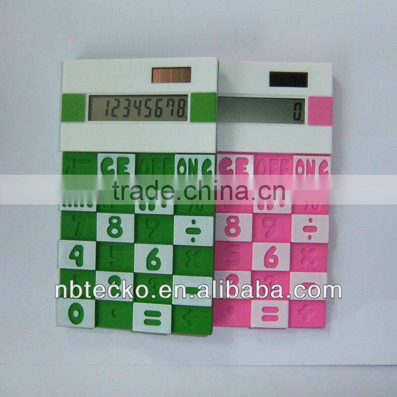 High quality 8 digit solar powered folding silicone calculator