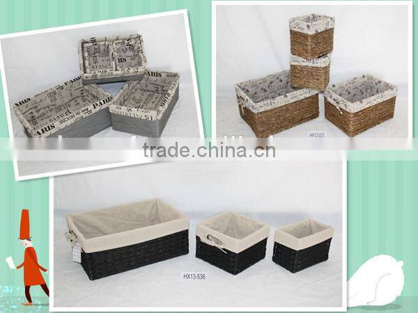 Seagrass +Rush Mixed Woven Big S/3 Storage Basket