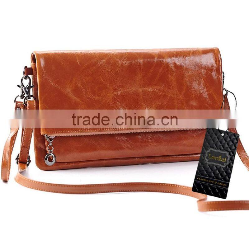 Womens Genuine Leather Clutch Handbags Purse with Strap Crossbody Messenger Bag for Women