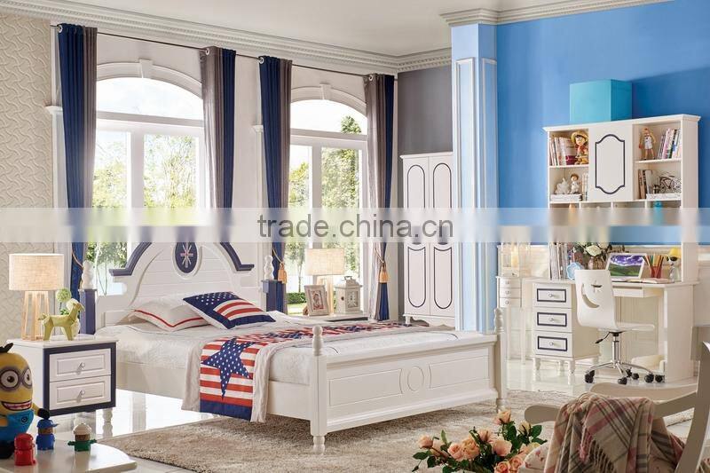 MJ665 2016 new luxury colorful white bedroom set wooden children kids teenager bedroom set