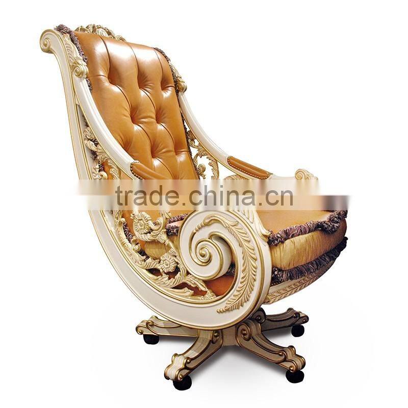 Exquisite Handmade European Louis Designed Office Manager Chair with Orange Genuine Leather BF12-04304c