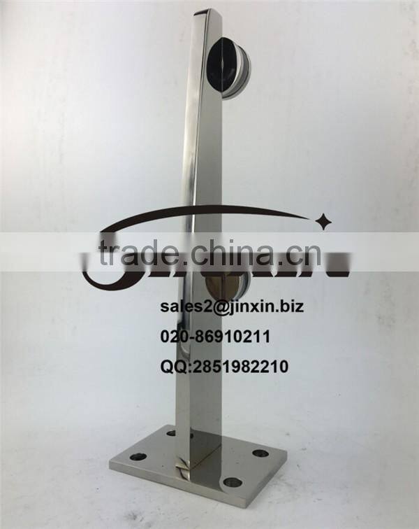 JINXIN square mirror surface glass balustrades spigots stainless steel indoor railing