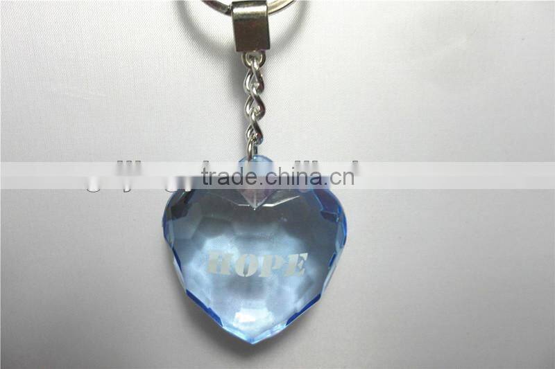 2017 New style acrylic hanging decoration heart shape diamond key ring